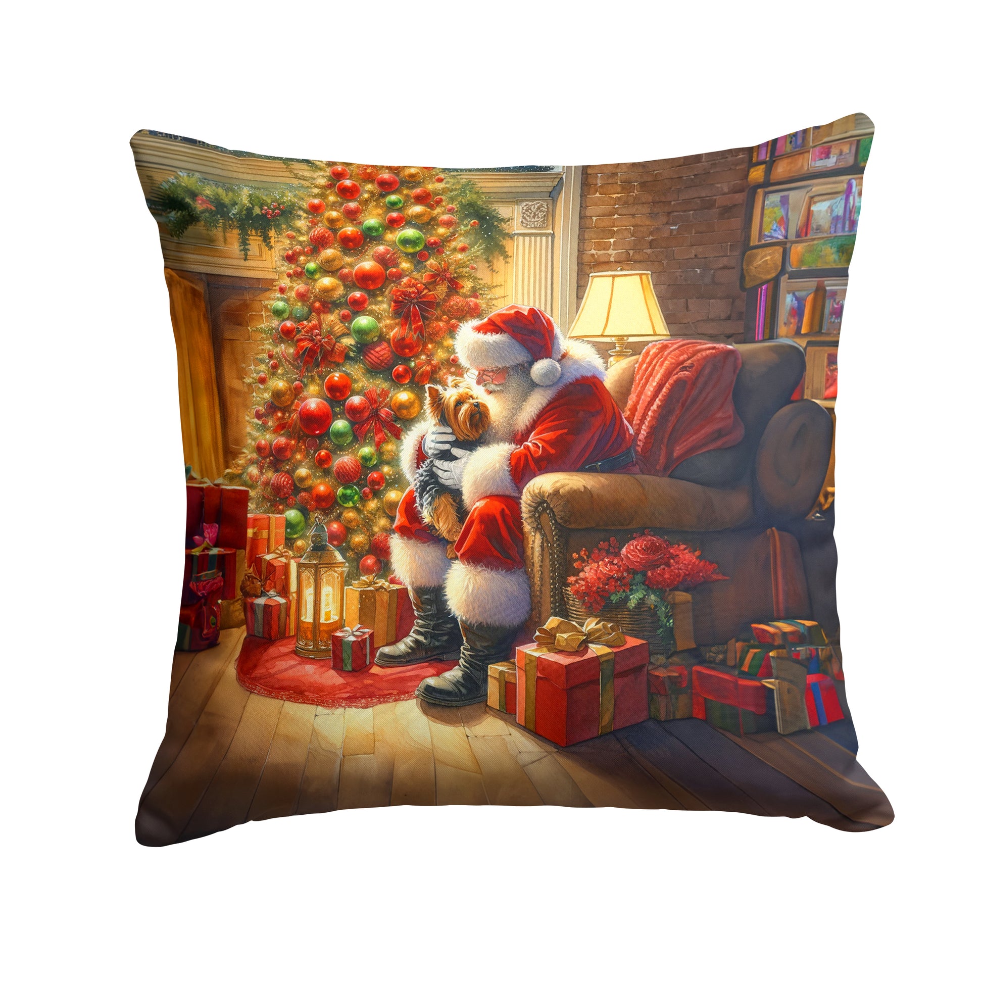 Buy this Yorkshire Terrier Yorkie and Santa Claus Throw Pillow