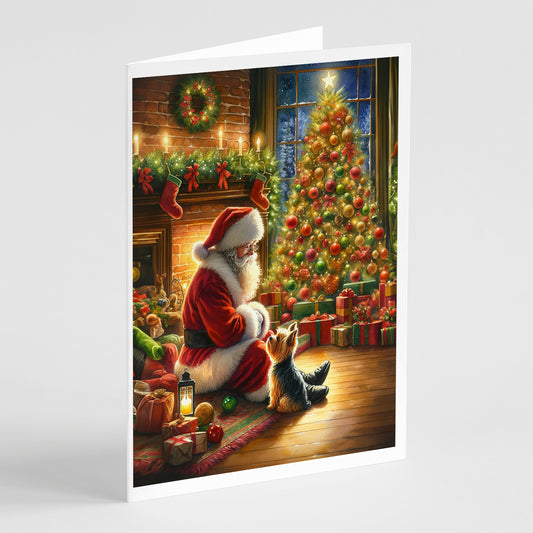 Buy this Yorkshire Terrier Yorkie and Santa Claus Greeting Cards Pack of 8