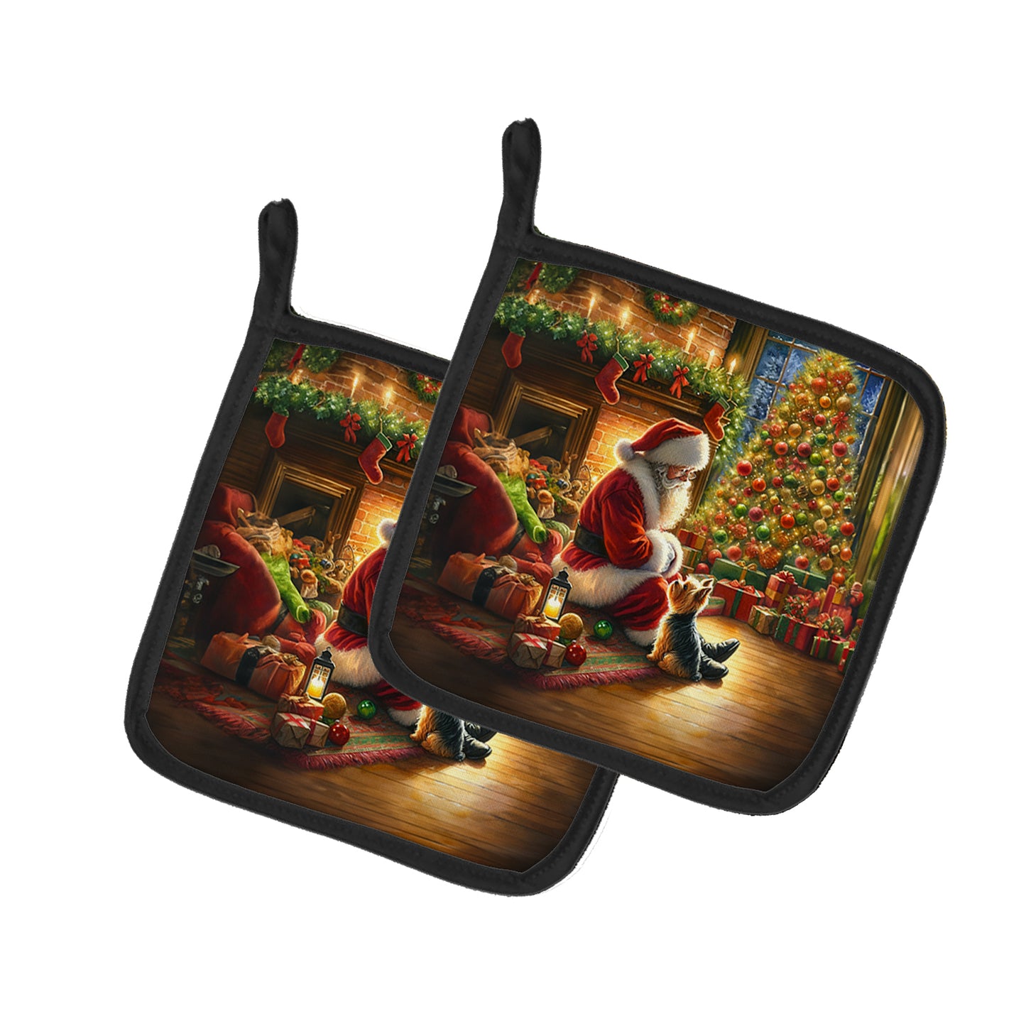 Buy this Yorkshire Terrier Yorkie and Santa Claus Pair of Pot Holders