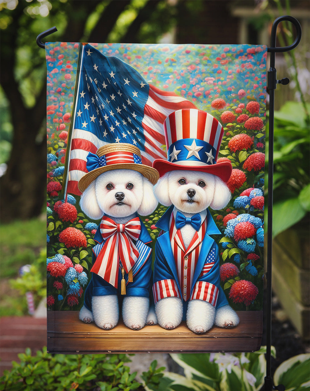 All American Bichon Frise Garden Flag