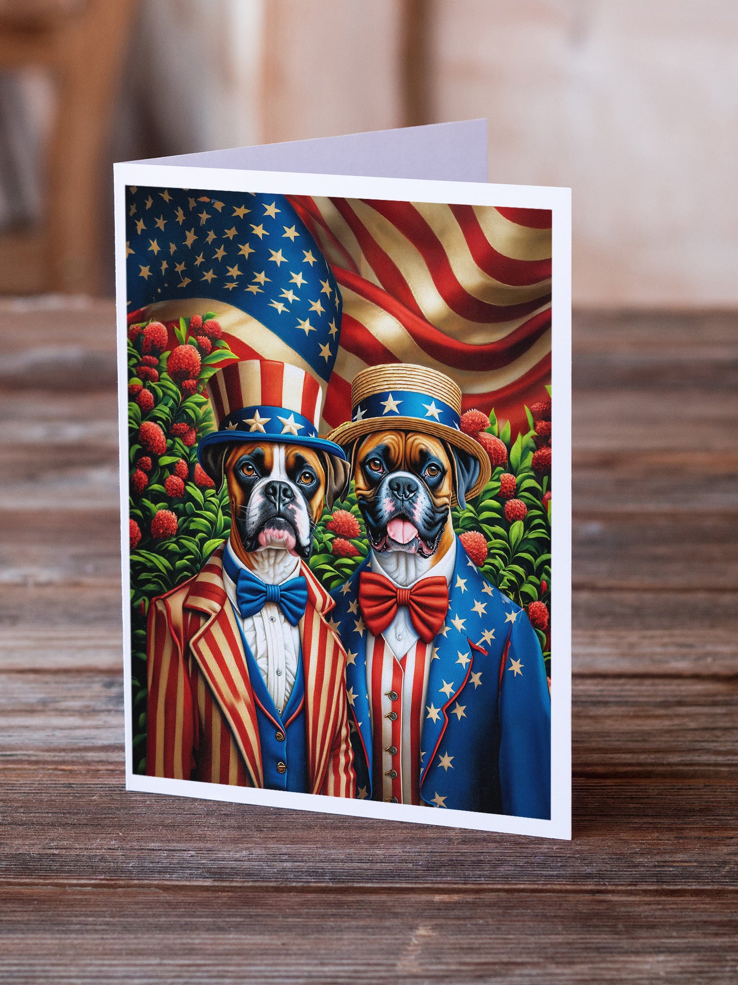 All American Boxer Greeting Cards Pack of 8