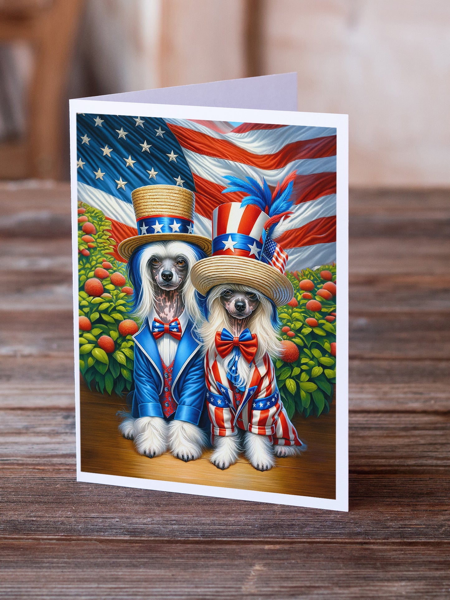 All American Chinese Crested Greeting Cards Pack of 8