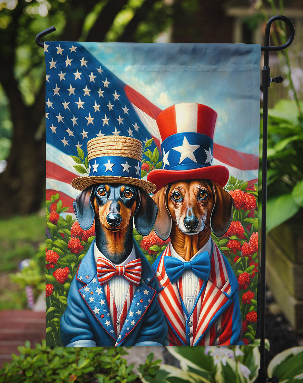 All American Dachshund Garden Flag