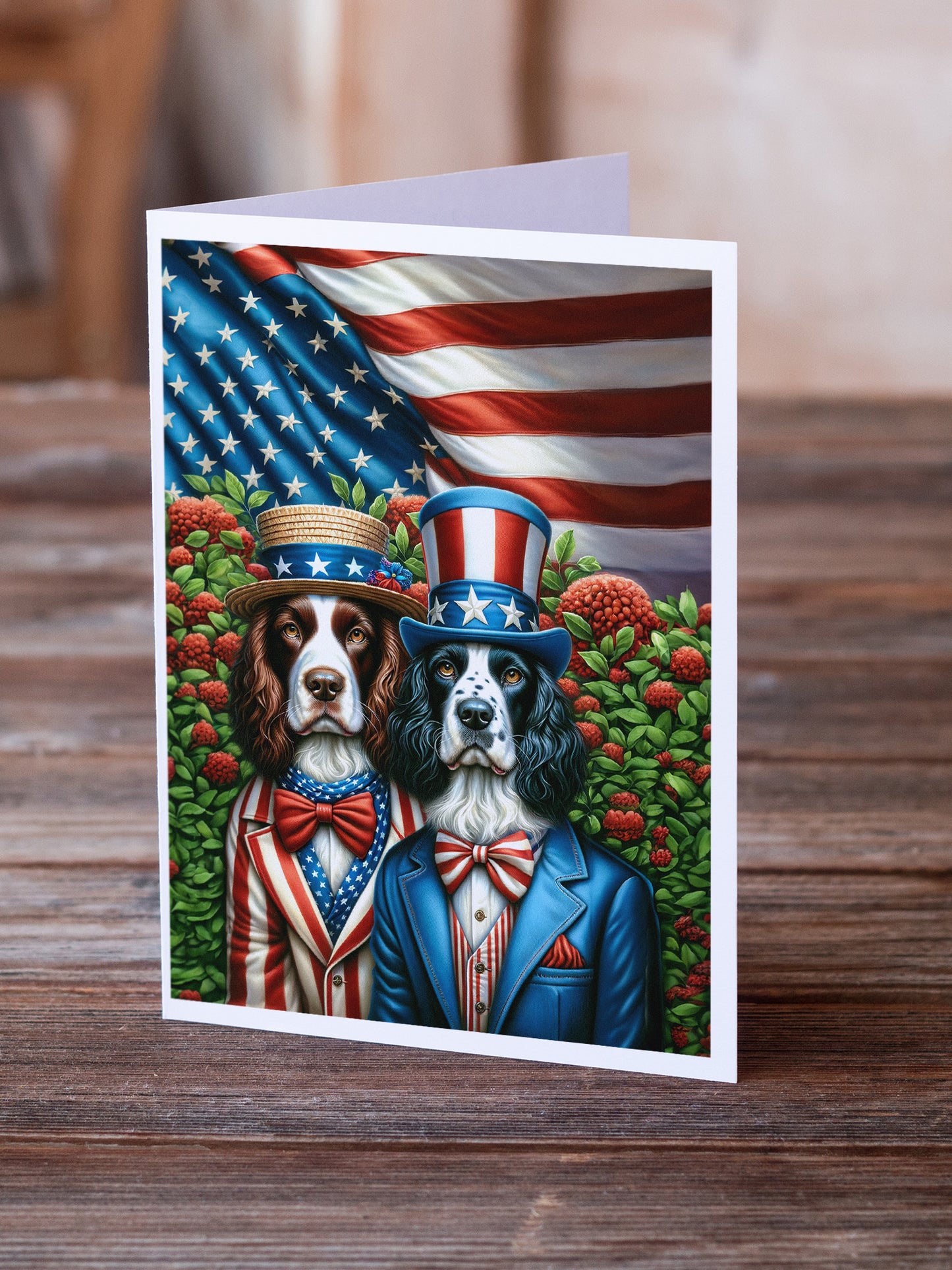 All American English Springer Spaniel Greeting Cards Pack of 8