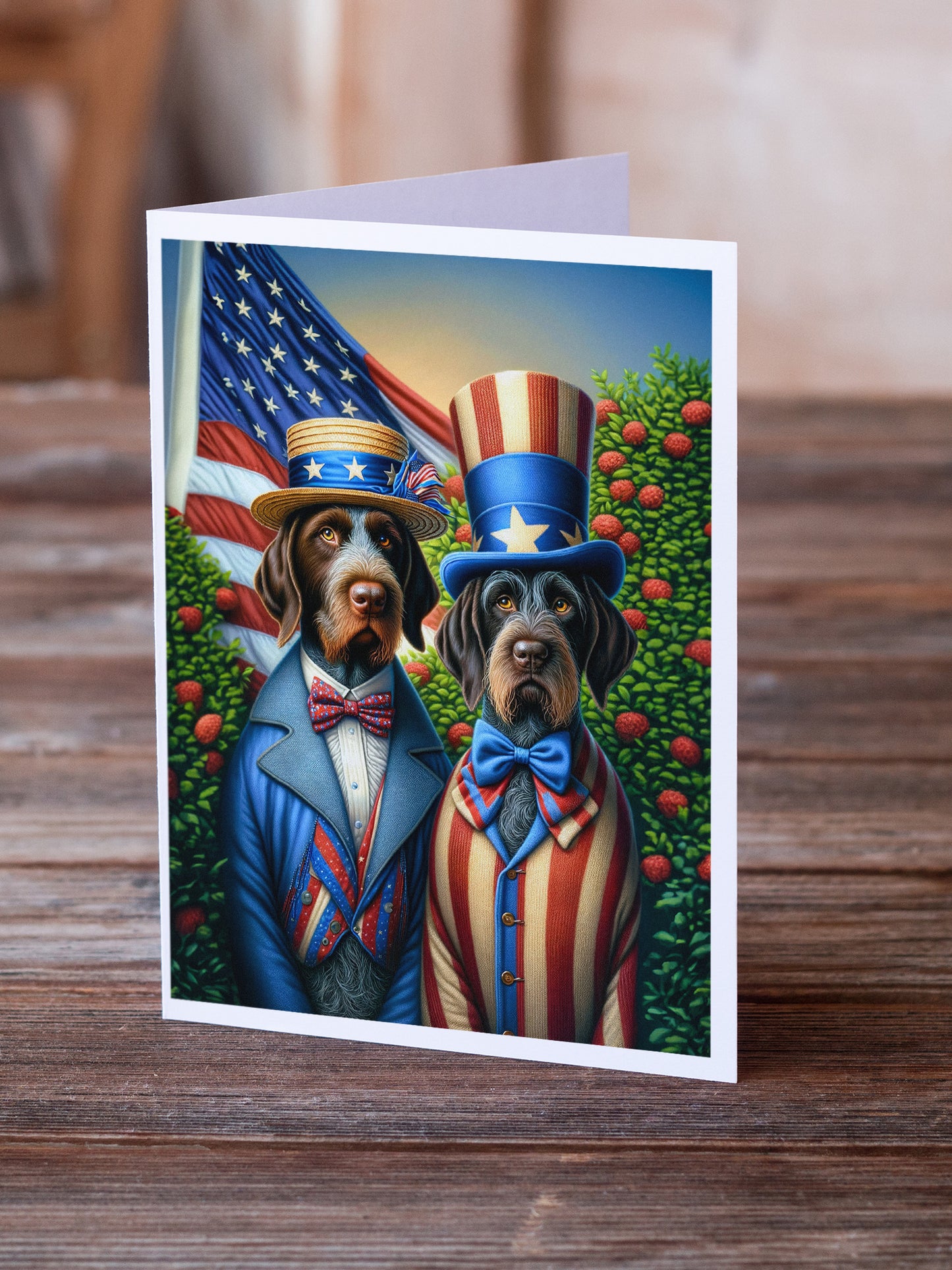 All American German Wirehaired Pointer Greeting Cards Pack of 8