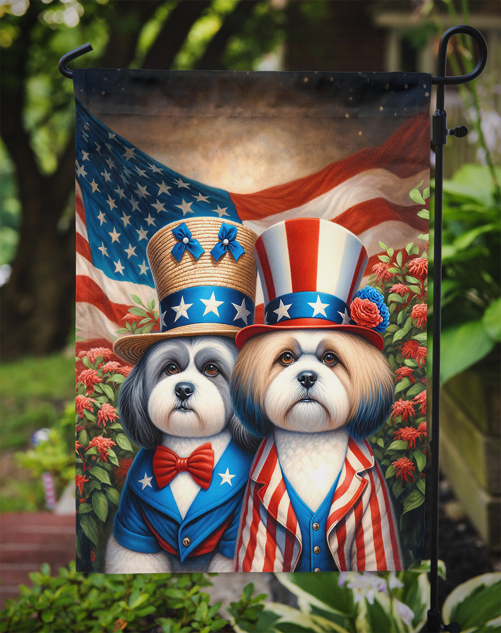 All American Lhasa Apso Garden Flag