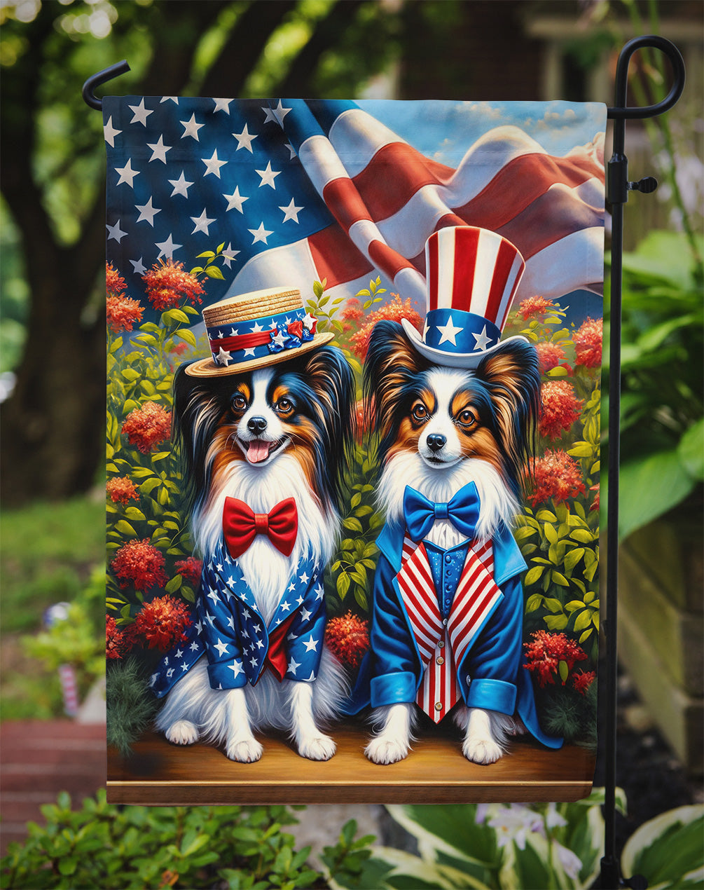 All American Papillon Garden Flag