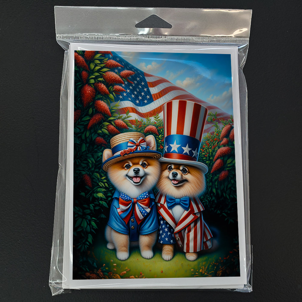 All American Pomeranian Greeting Cards Pack of 8