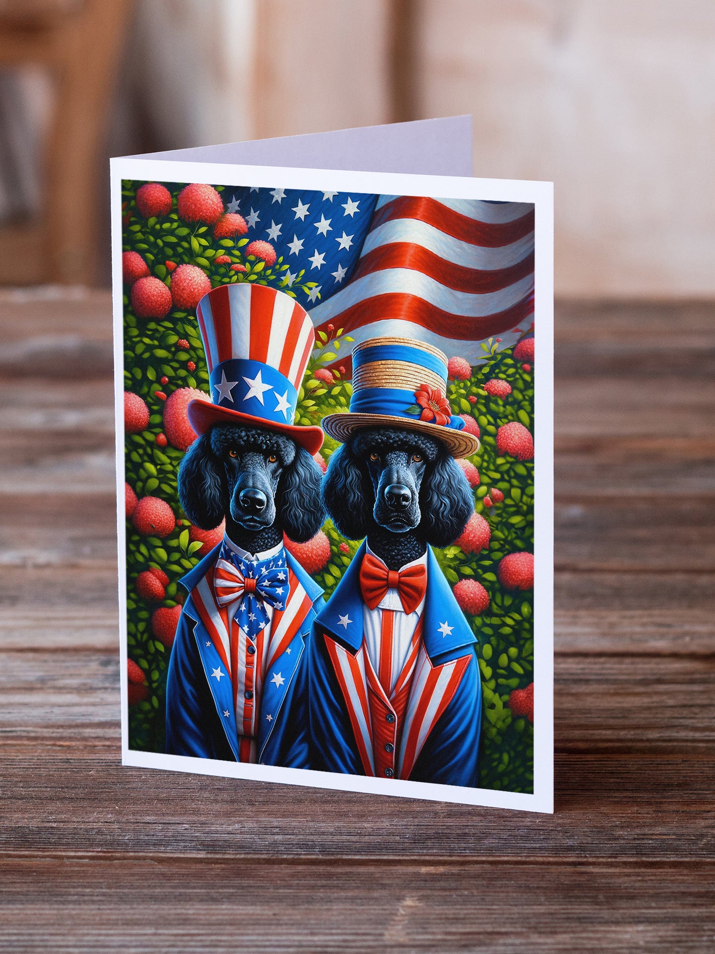 All American Poodle Greeting Cards Pack of 8