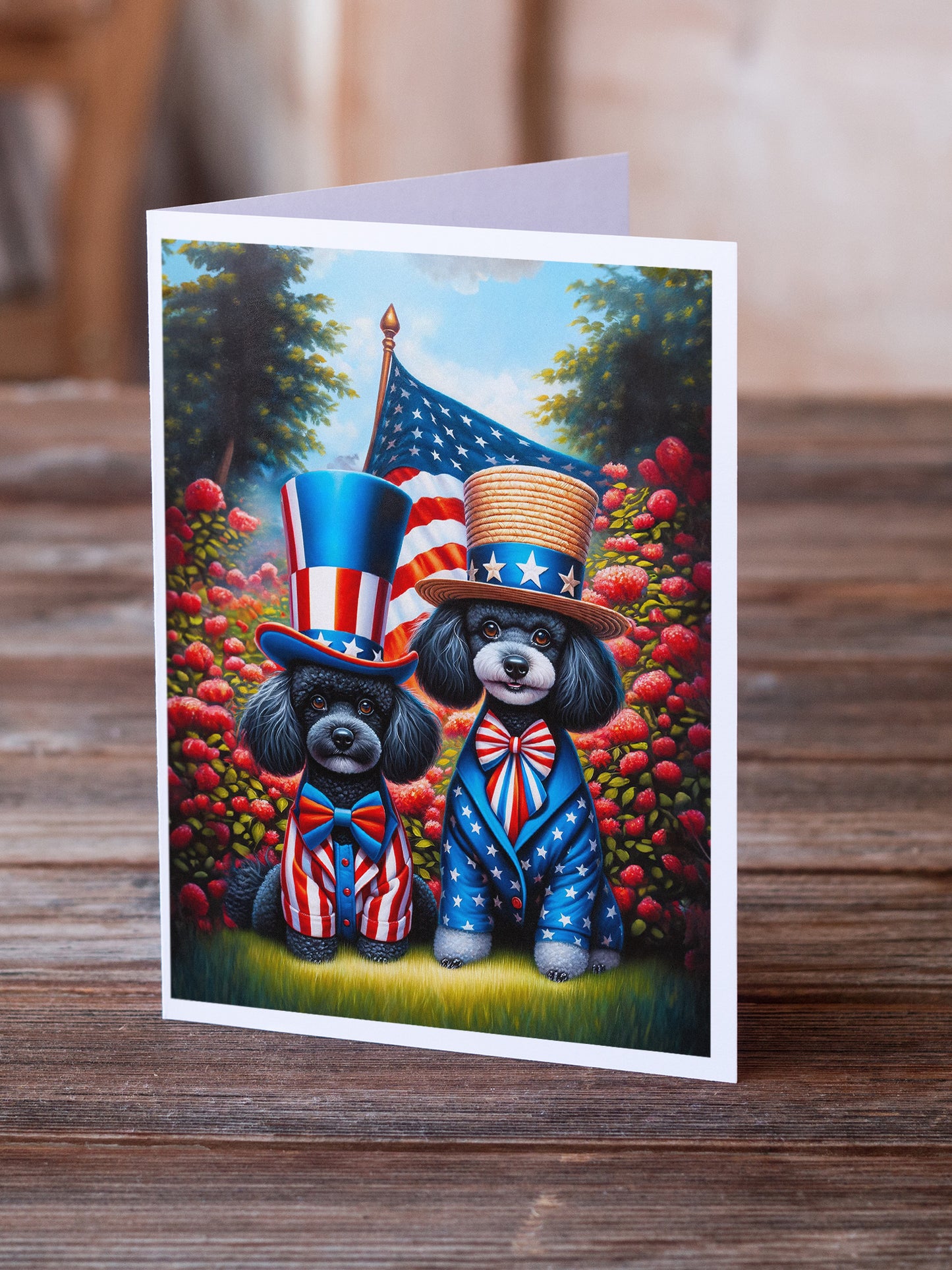 All American Poodle Greeting Cards Pack of 8