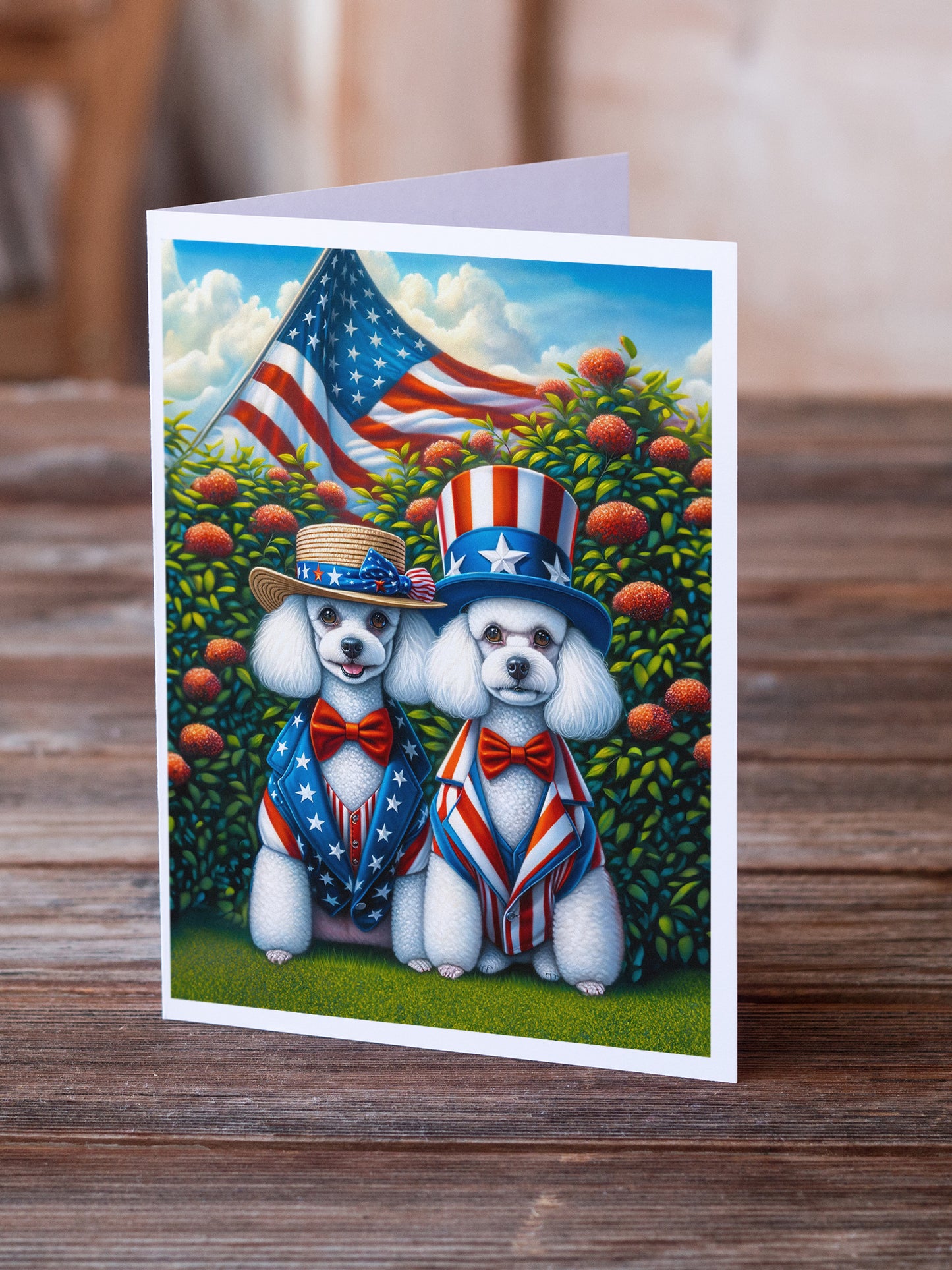 All American Poodle Greeting Cards Pack of 8