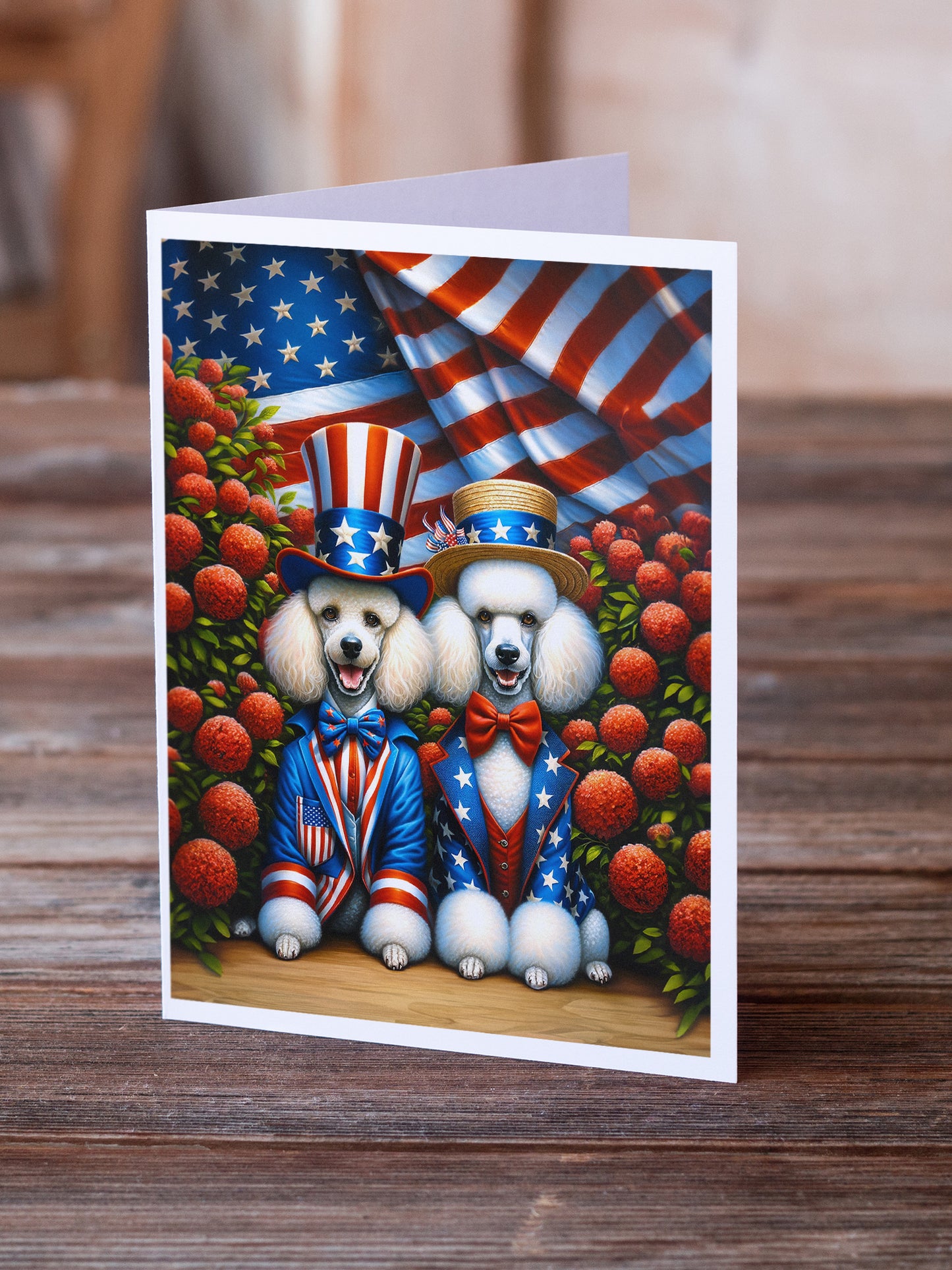 All American Poodle Greeting Cards Pack of 8