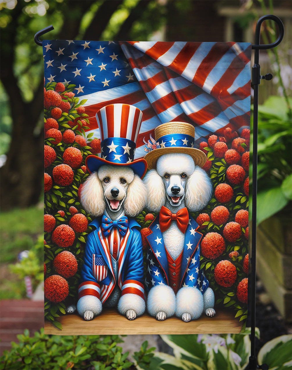 All American Poodle Garden Flag