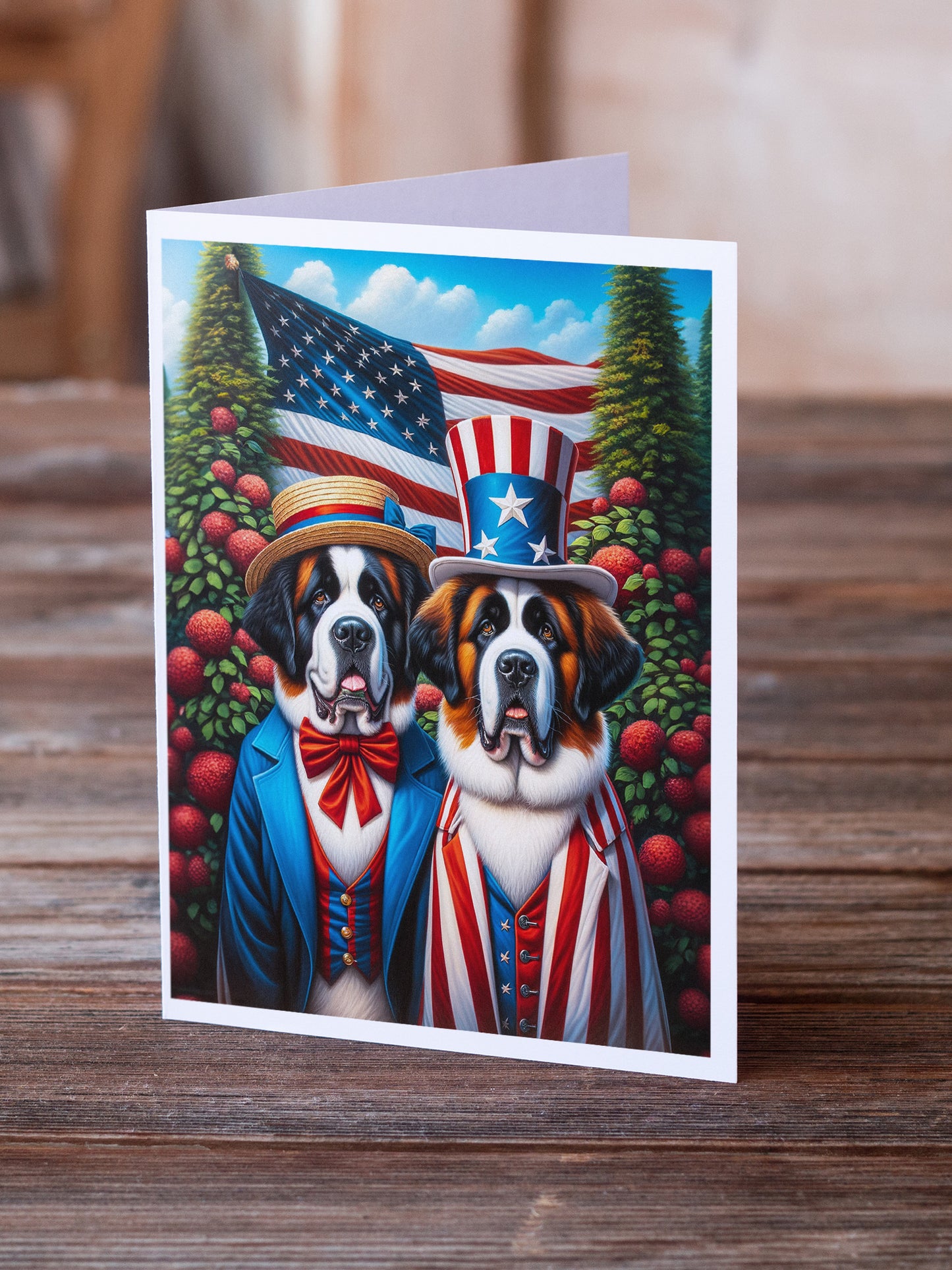 All American Saint Bernard Greeting Cards Pack of 8