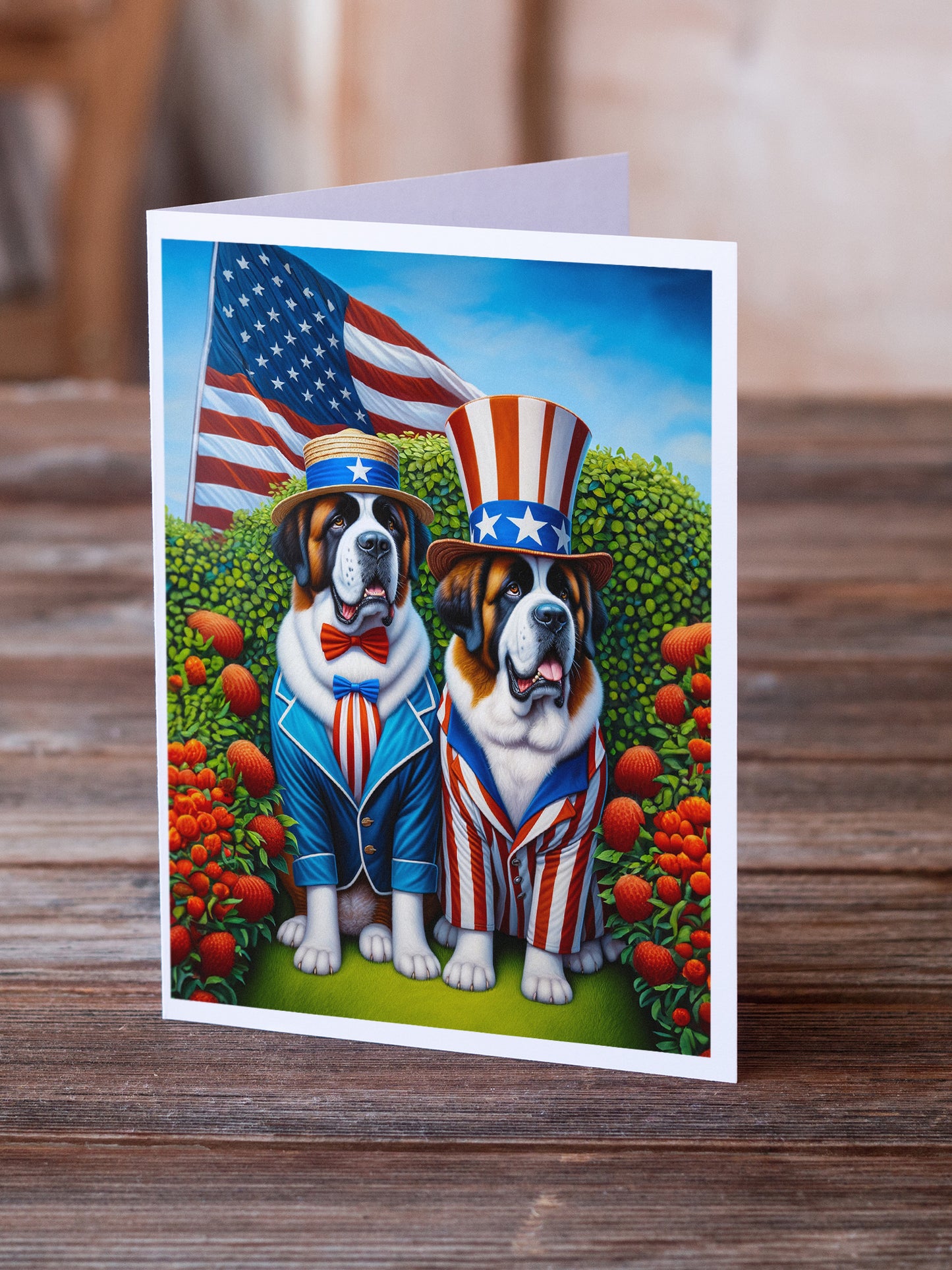 All American Saint Bernard Greeting Cards Pack of 8