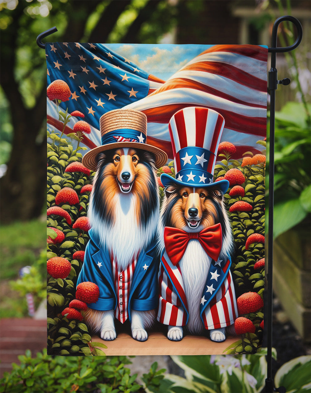 All American Sheltie Garden Flag