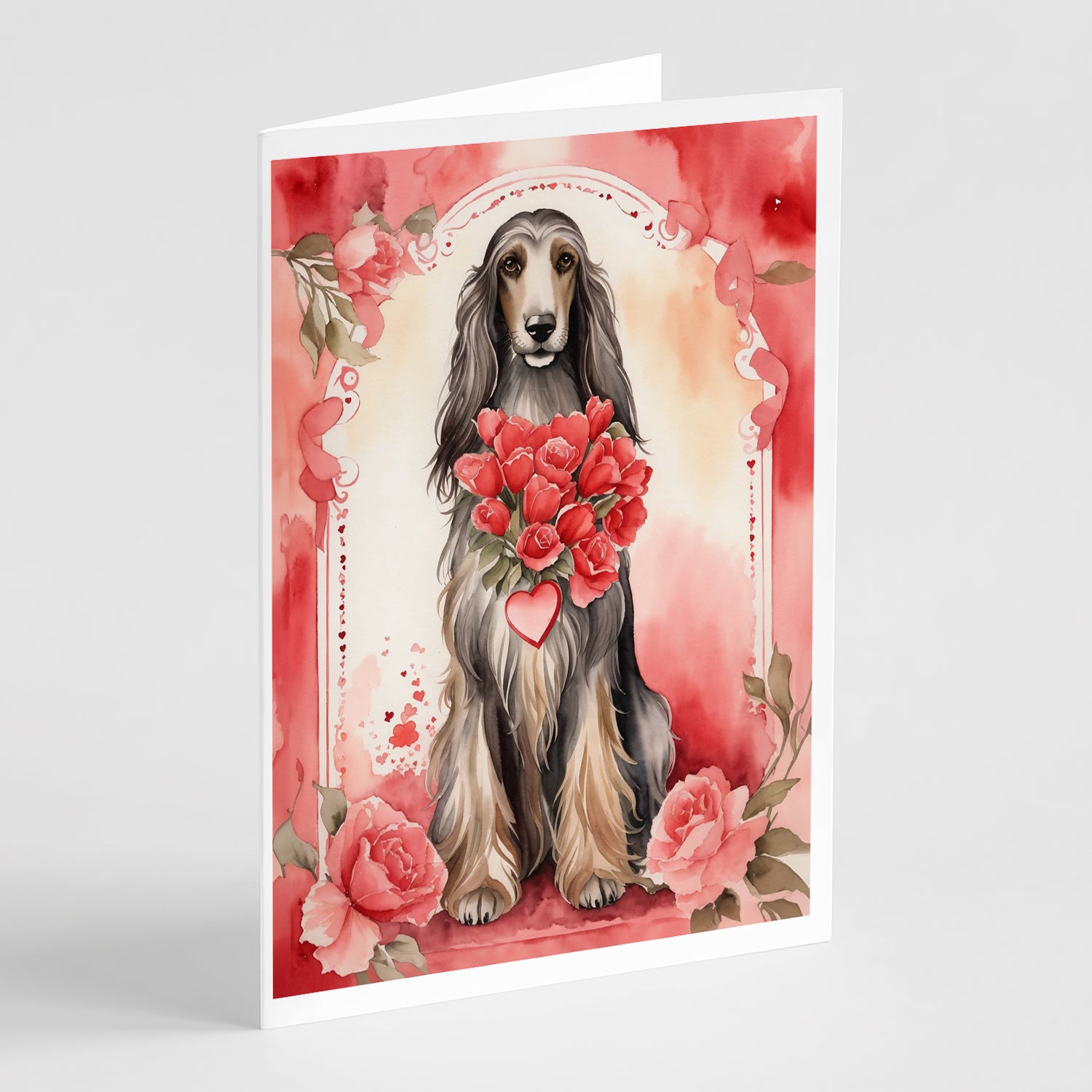 Buy this Afghan Hound Valentine Roses Greeting Cards Pack of 8