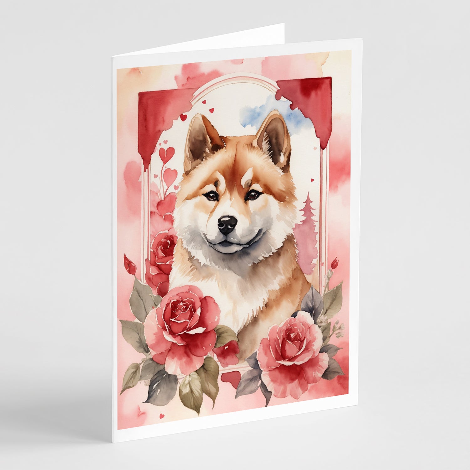 Buy this Akita Valentine Roses Greeting Cards Pack of 8