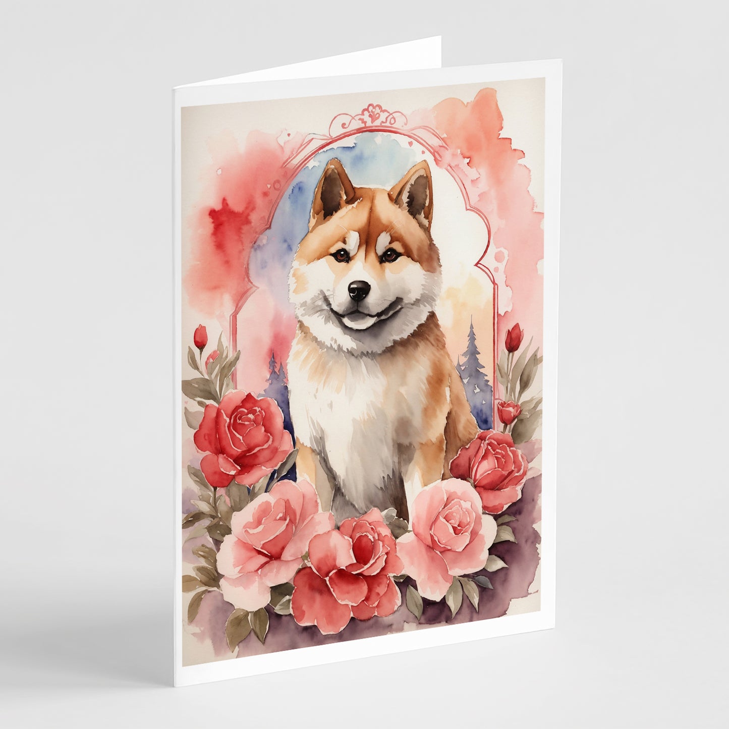 Buy this Akita Valentine Roses Greeting Cards Pack of 8