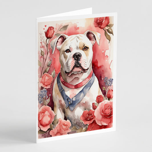 Buy this American Bulldog Valentine Roses Greeting Cards Pack of 8