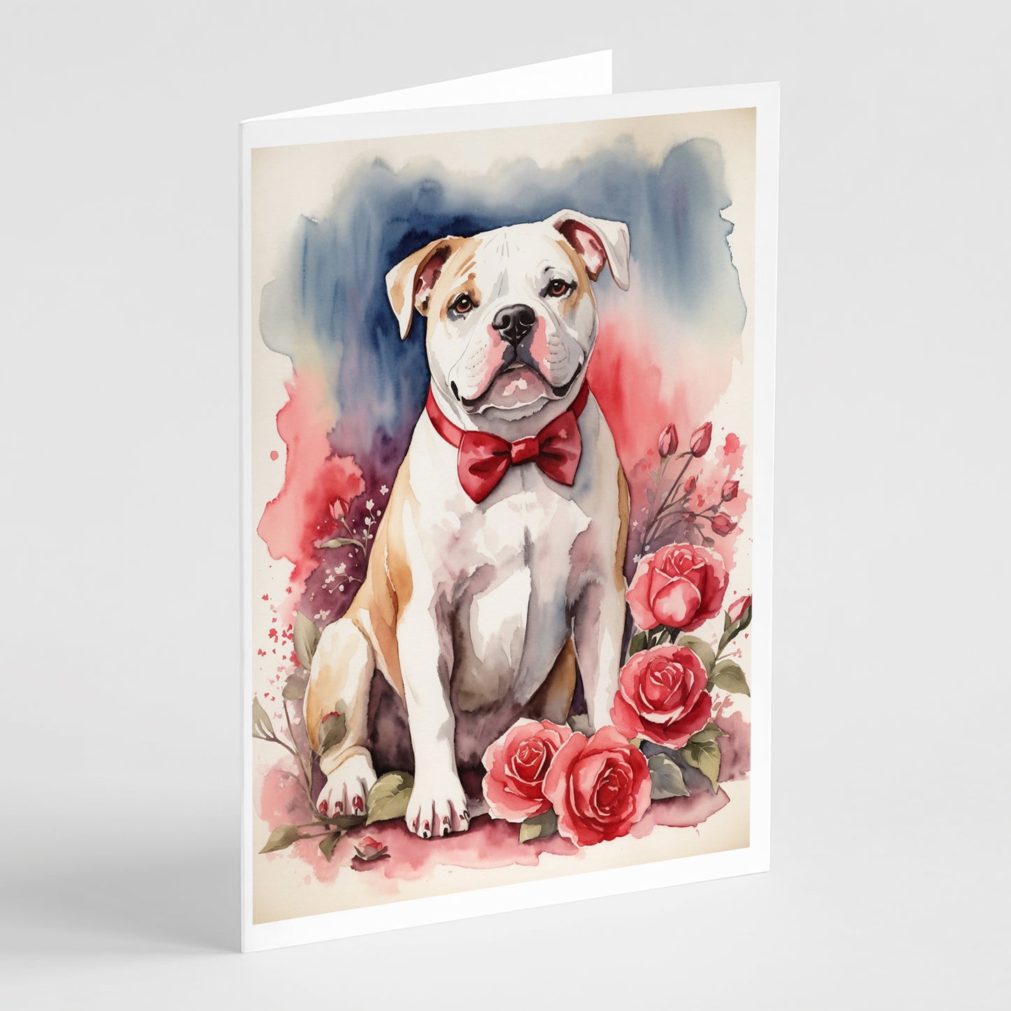 Buy this American Bulldog Valentine Roses Greeting Cards Pack of 8