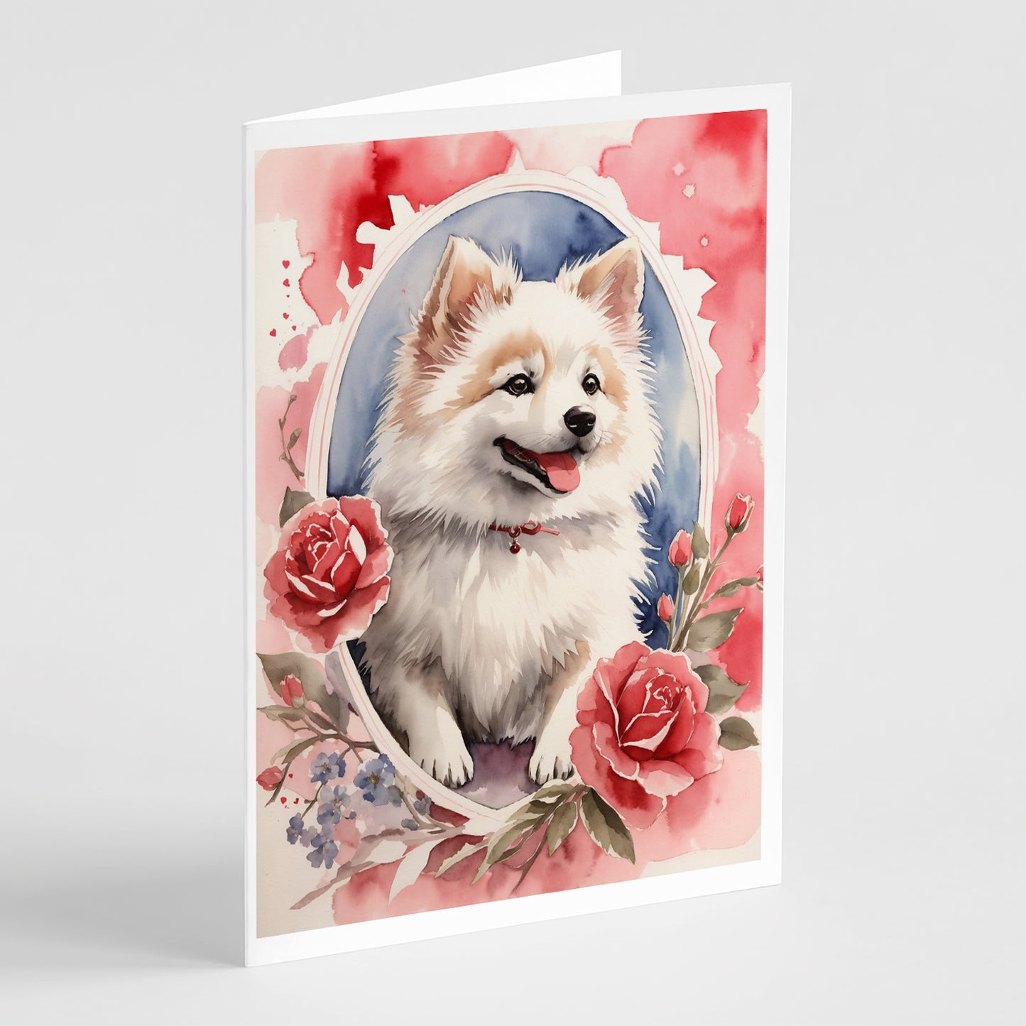 Buy this American Eskimo Valentine Roses Greeting Cards Pack of 8