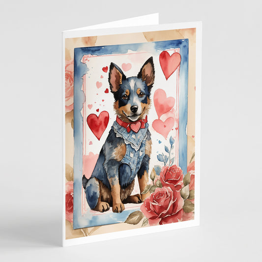 Buy this Australian Cattle Dog Valentine Roses Greeting Cards Pack of 8