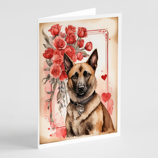 Buy this Belgian Malinois Valentine Roses Greeting Cards Pack of 8