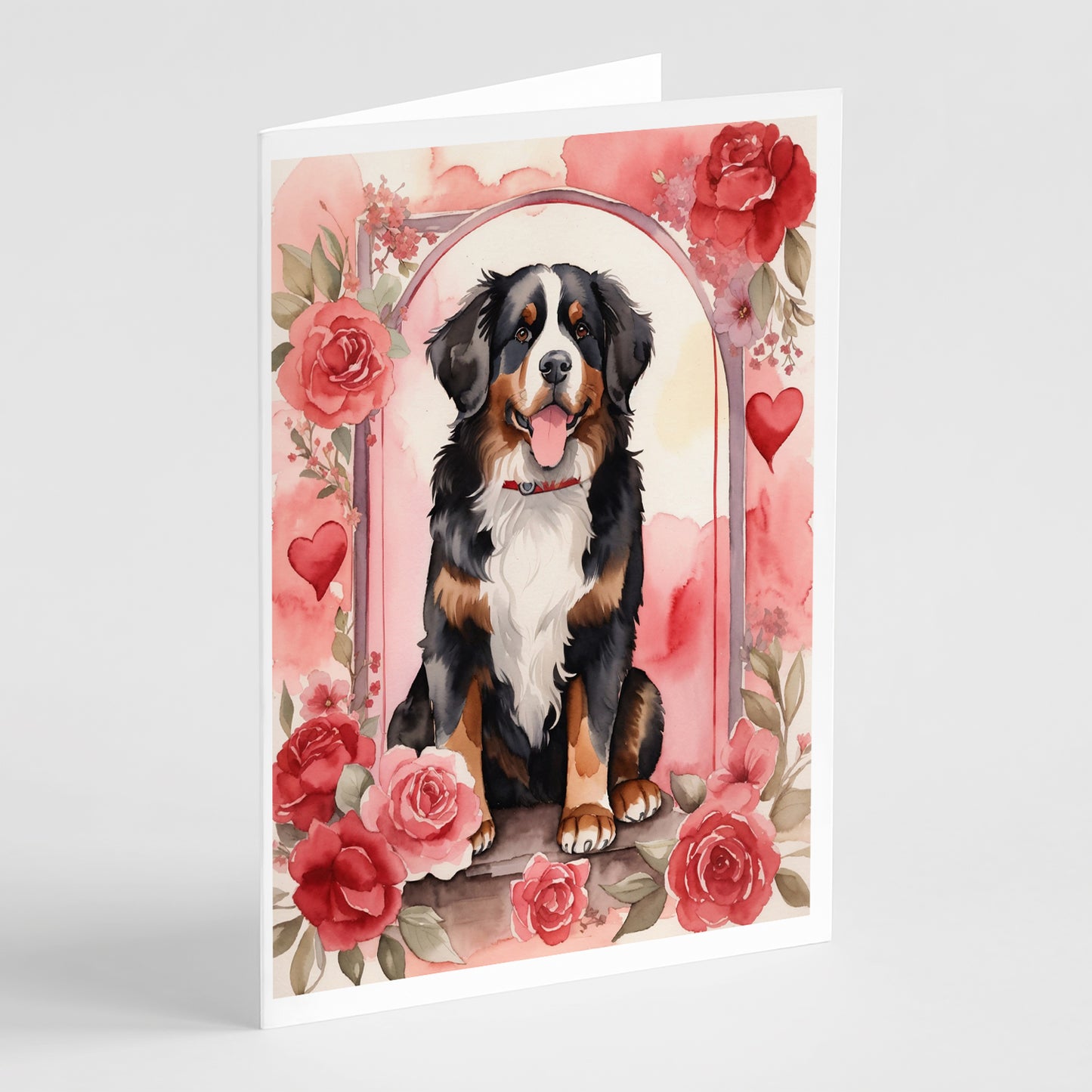 Buy this Bernese Mountain Dog Valentine Roses Greeting Cards Pack of 8