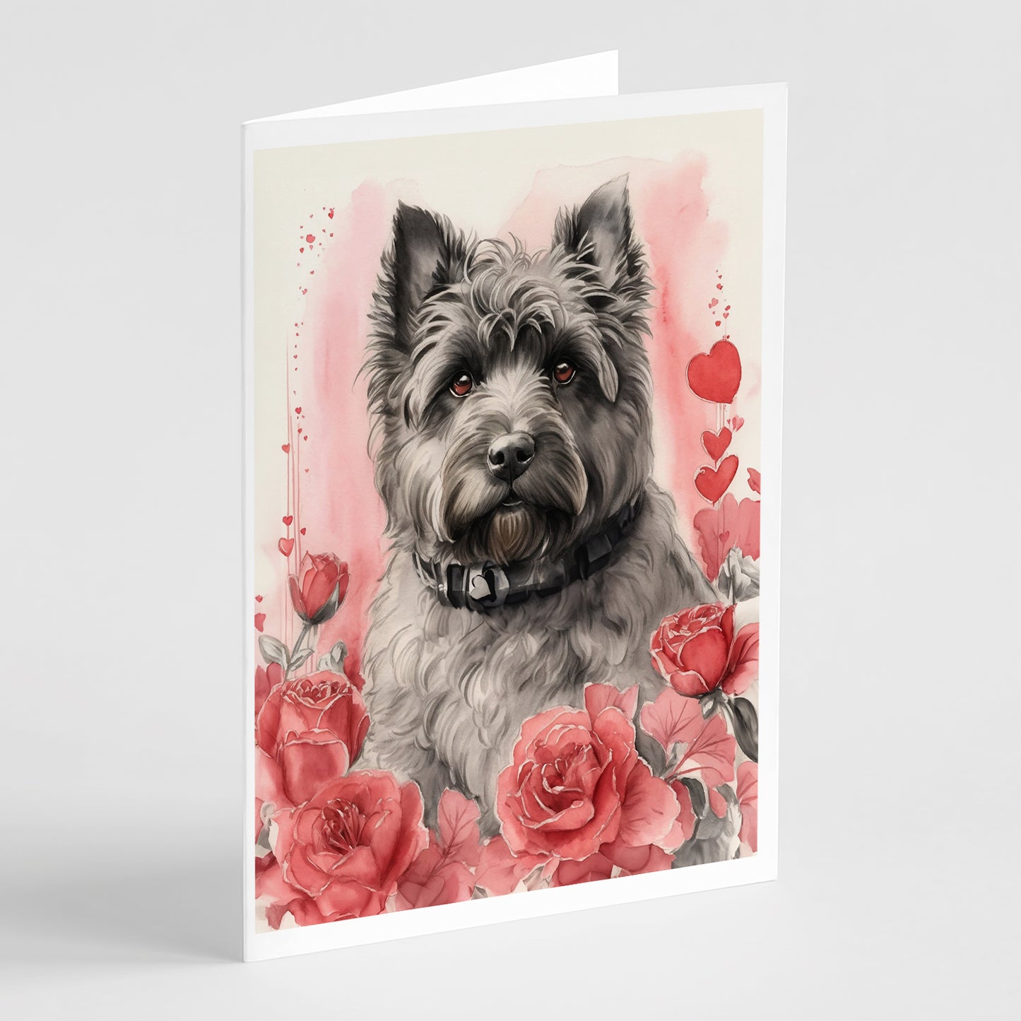 Buy this Bouvier des Flandres Valentine Roses Greeting Cards Pack of 8