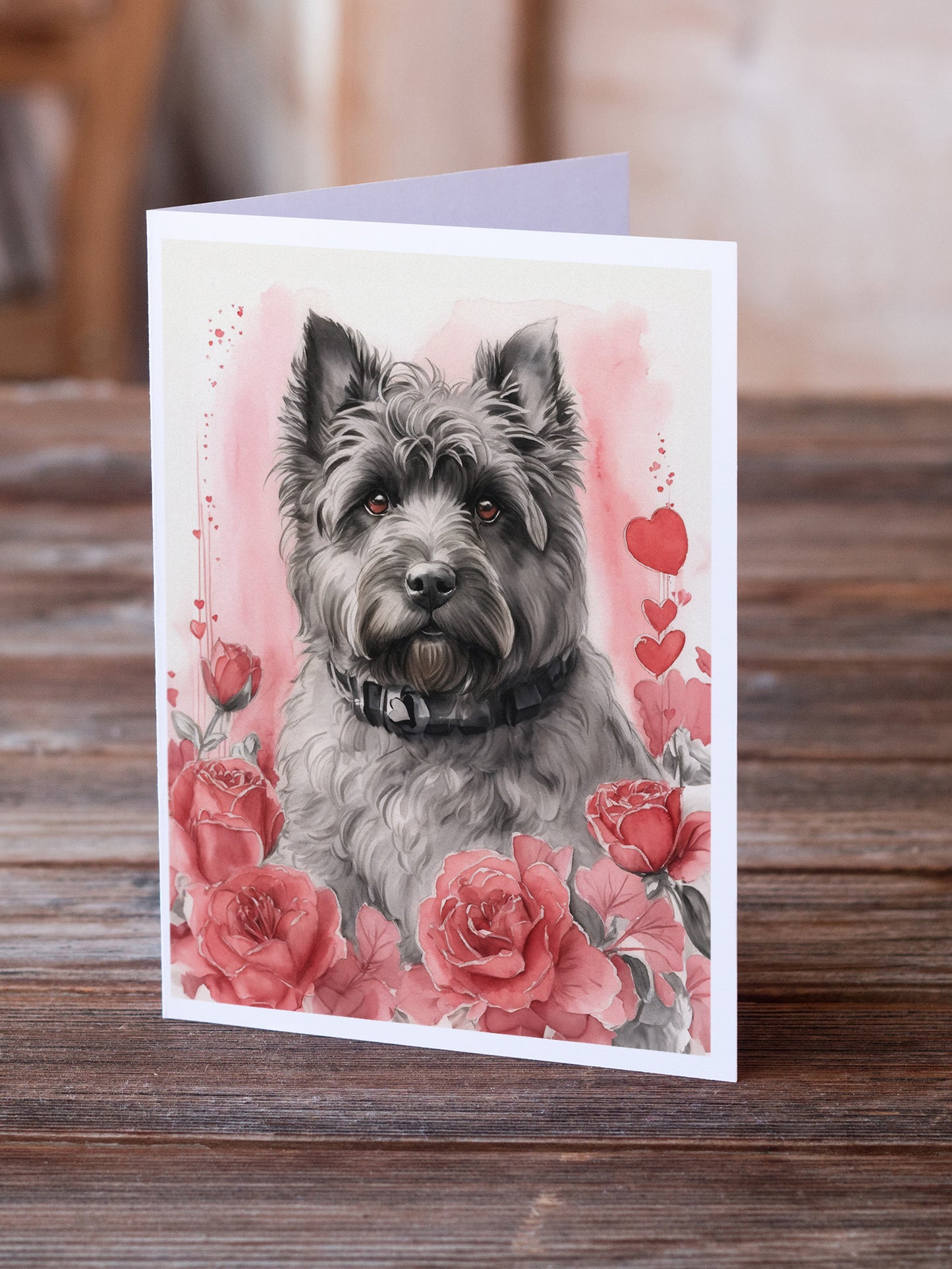 Bouvier des Flandres Valentine Roses Greeting Cards Pack of 8