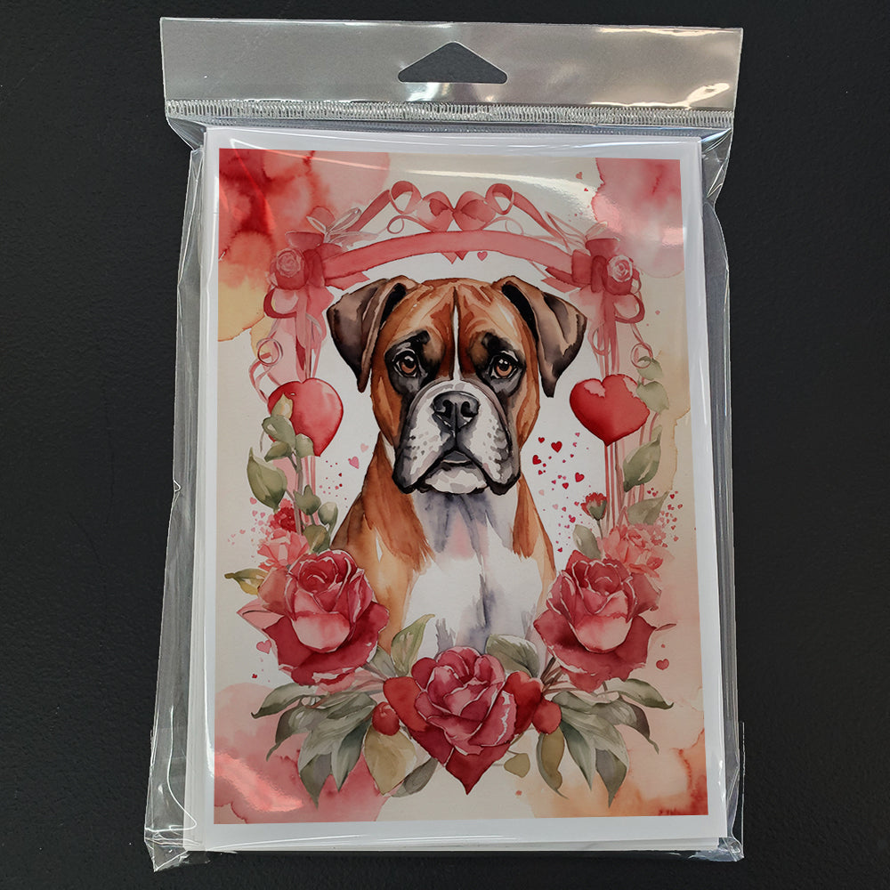 Boxer Valentine Roses Greeting Cards Pack of 8