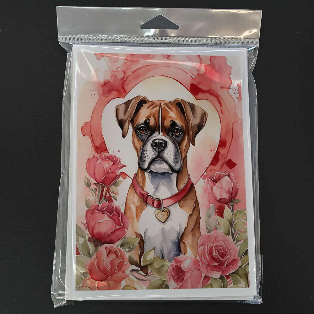 Boxer Valentine Roses Greeting Cards Pack of 8