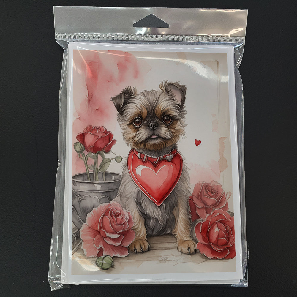 Brussels Griffon Valentine Roses Greeting Cards Pack of 8