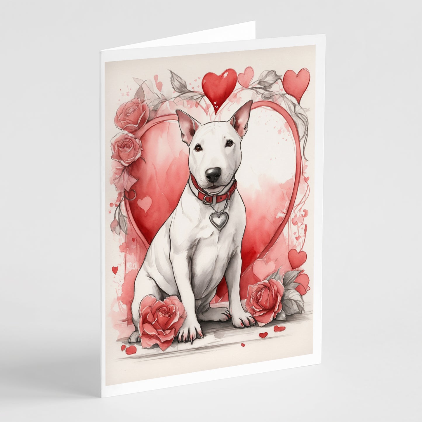 Buy this Bull Terrier Valentine Roses Greeting Cards Pack of 8