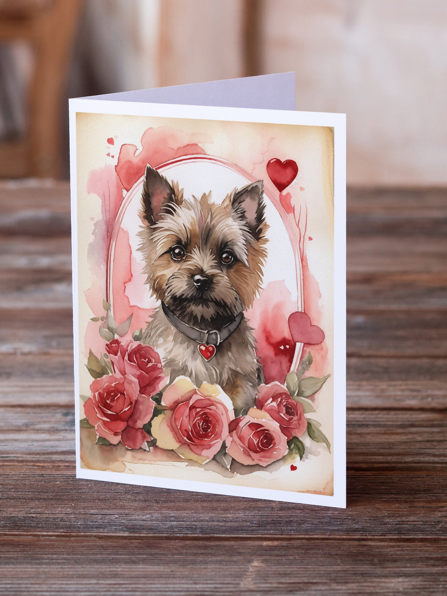 Cairn Terrier Valentine Roses Greeting Cards Pack of 8