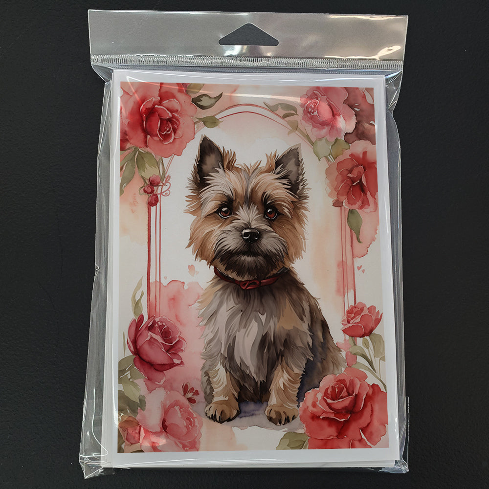 Cairn Terrier Valentine Roses Greeting Cards Pack of 8