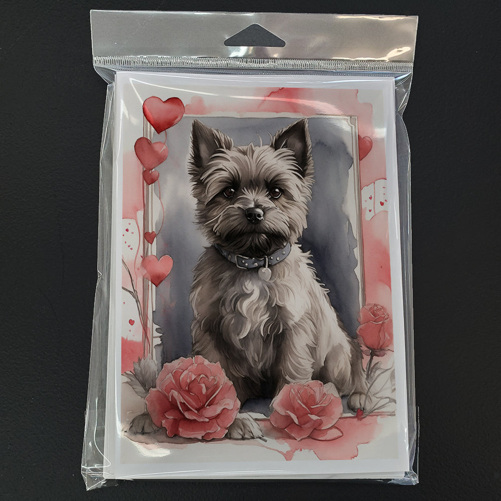 Cairn Terrier Valentine Roses Greeting Cards Pack of 8