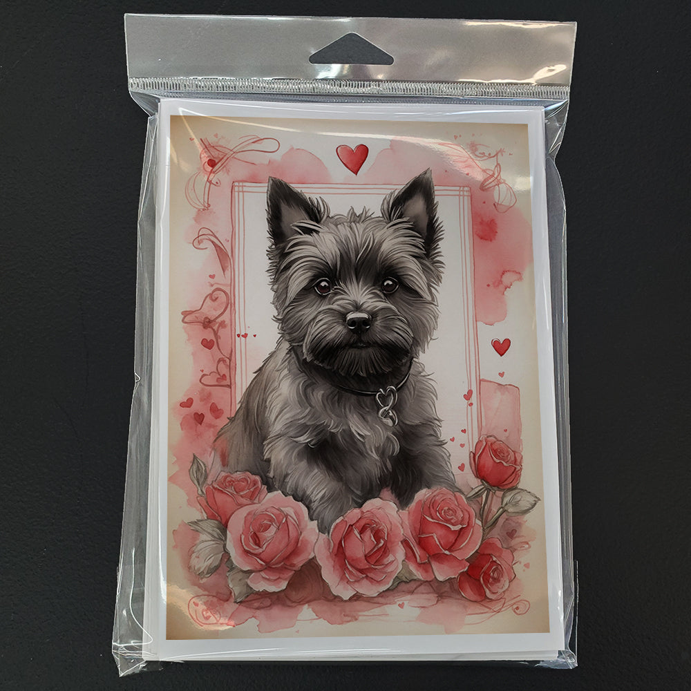 Cairn Terrier Valentine Roses Greeting Cards Pack of 8