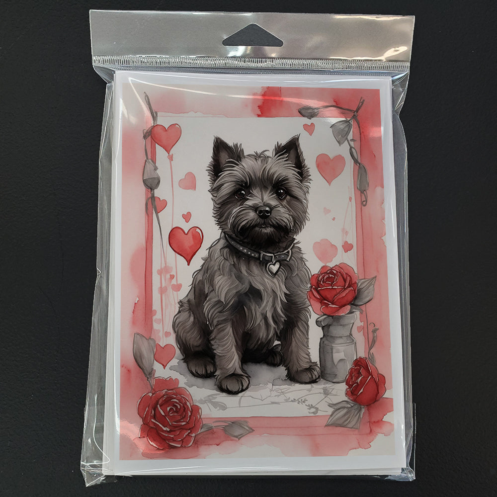 Cairn Terrier Valentine Roses Greeting Cards Pack of 8