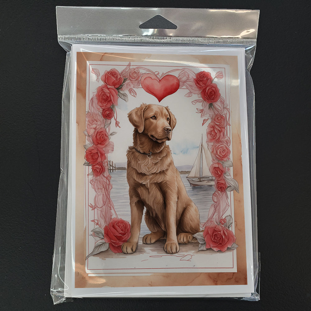 Chesapeake Bay Retriever Valentine Roses Greeting Cards Pack of 8