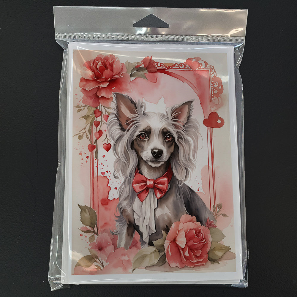 Chinese Crested Valentine Roses Greeting Cards Pack of 8