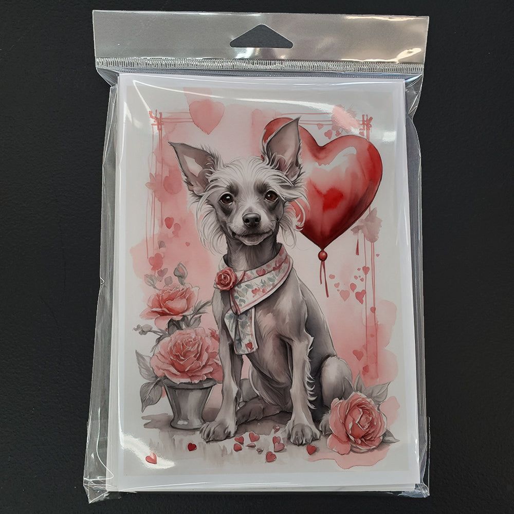 Chinese Crested Valentine Roses Greeting Cards Pack of 8