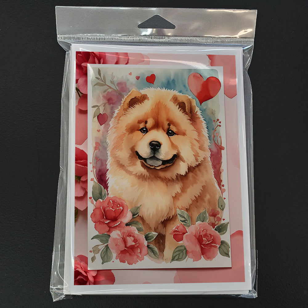 Chow Chow Valentine Roses Greeting Cards Pack of 8