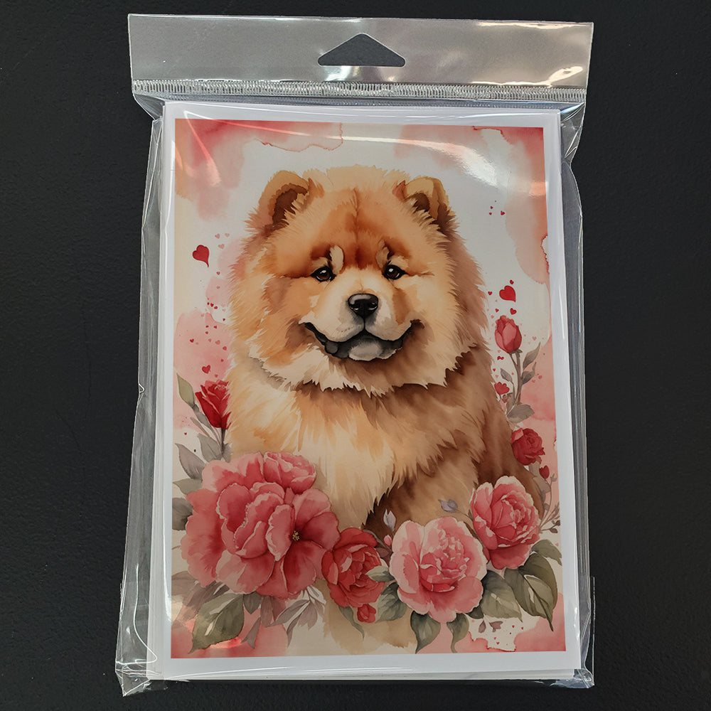 Chow Chow Valentine Roses Greeting Cards Pack of 8