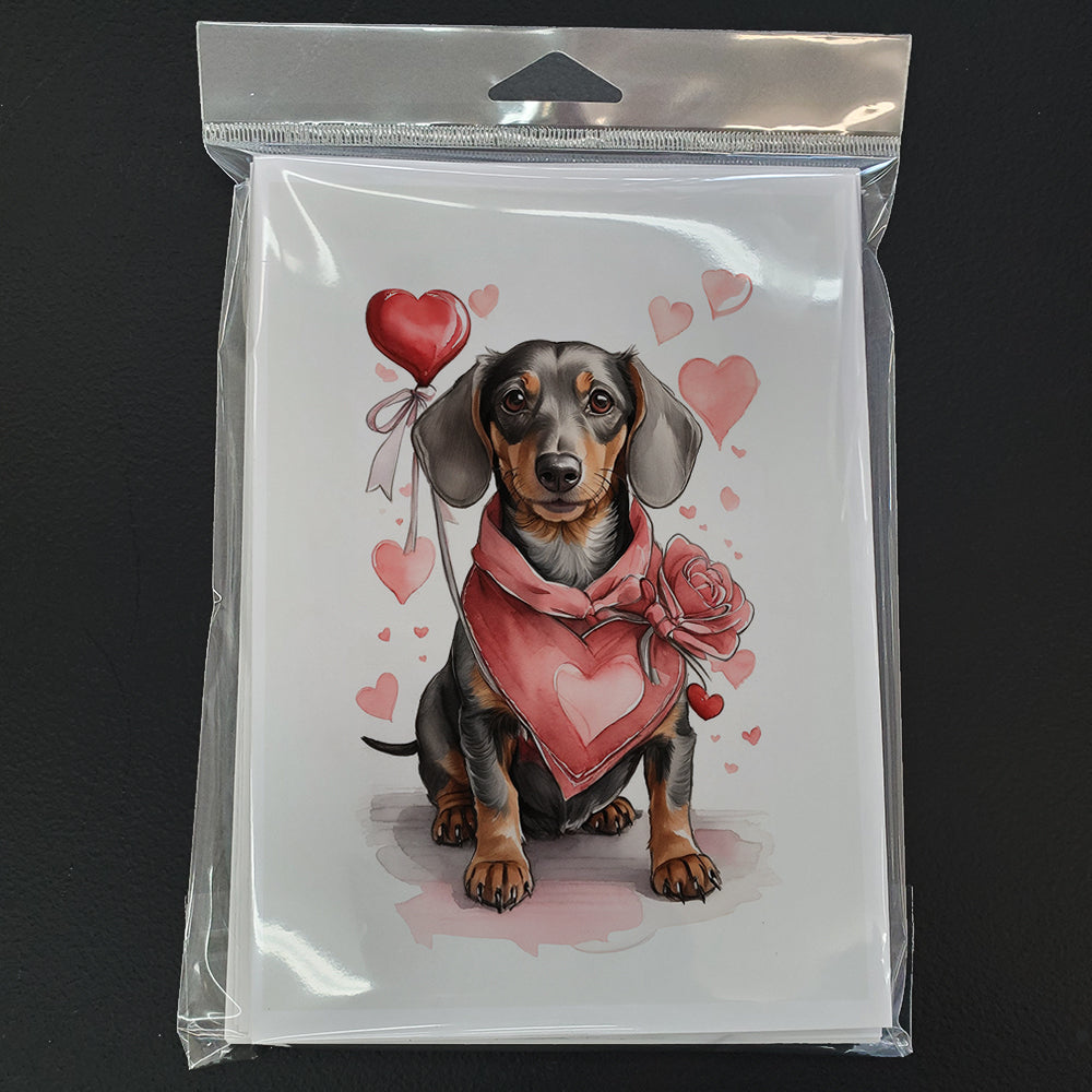 Dachshund Valentine Roses Greeting Cards Pack of 8