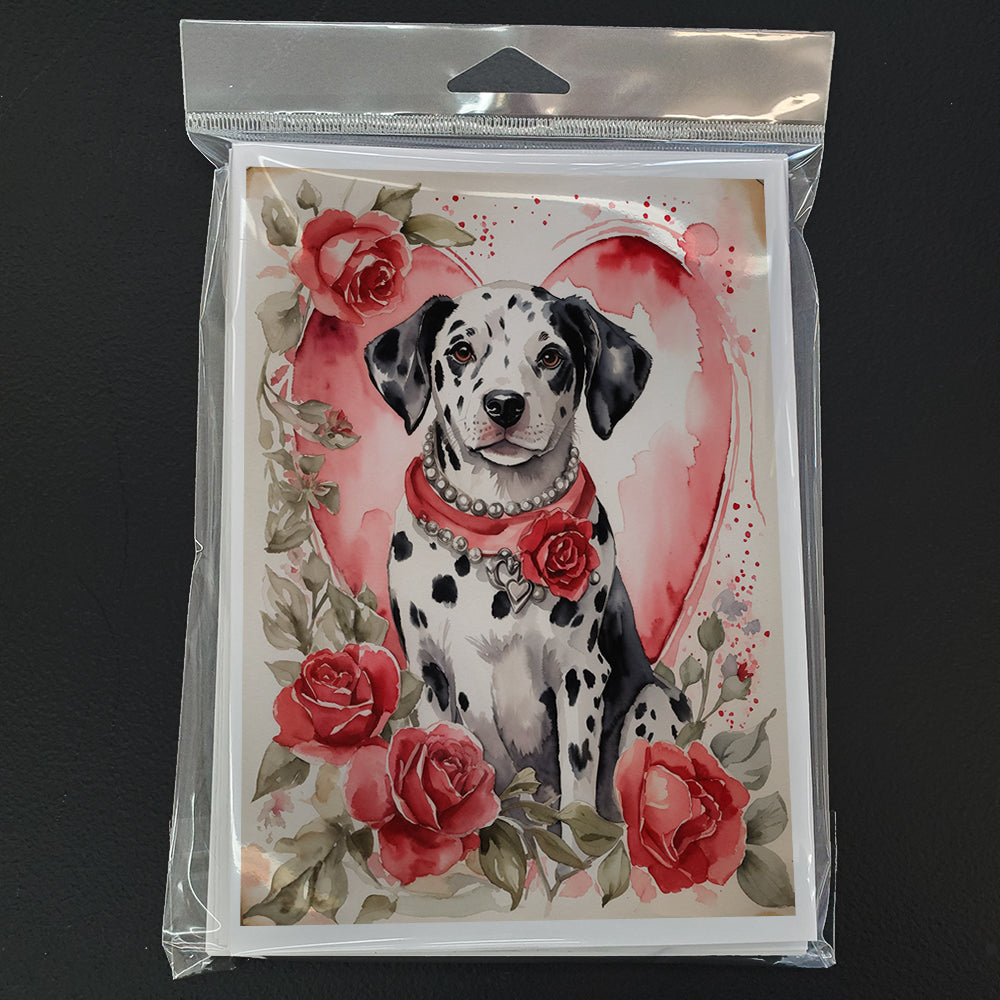 Dalmatian Valentine Roses Greeting Cards Pack of 8