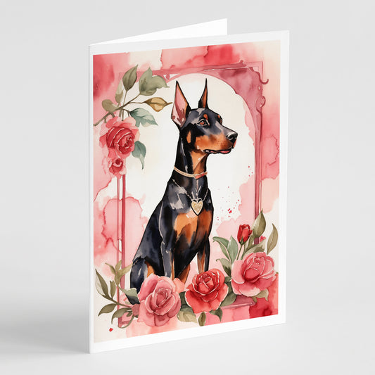 Buy this Doberman Pinscher Valentine Roses Greeting Cards Pack of 8