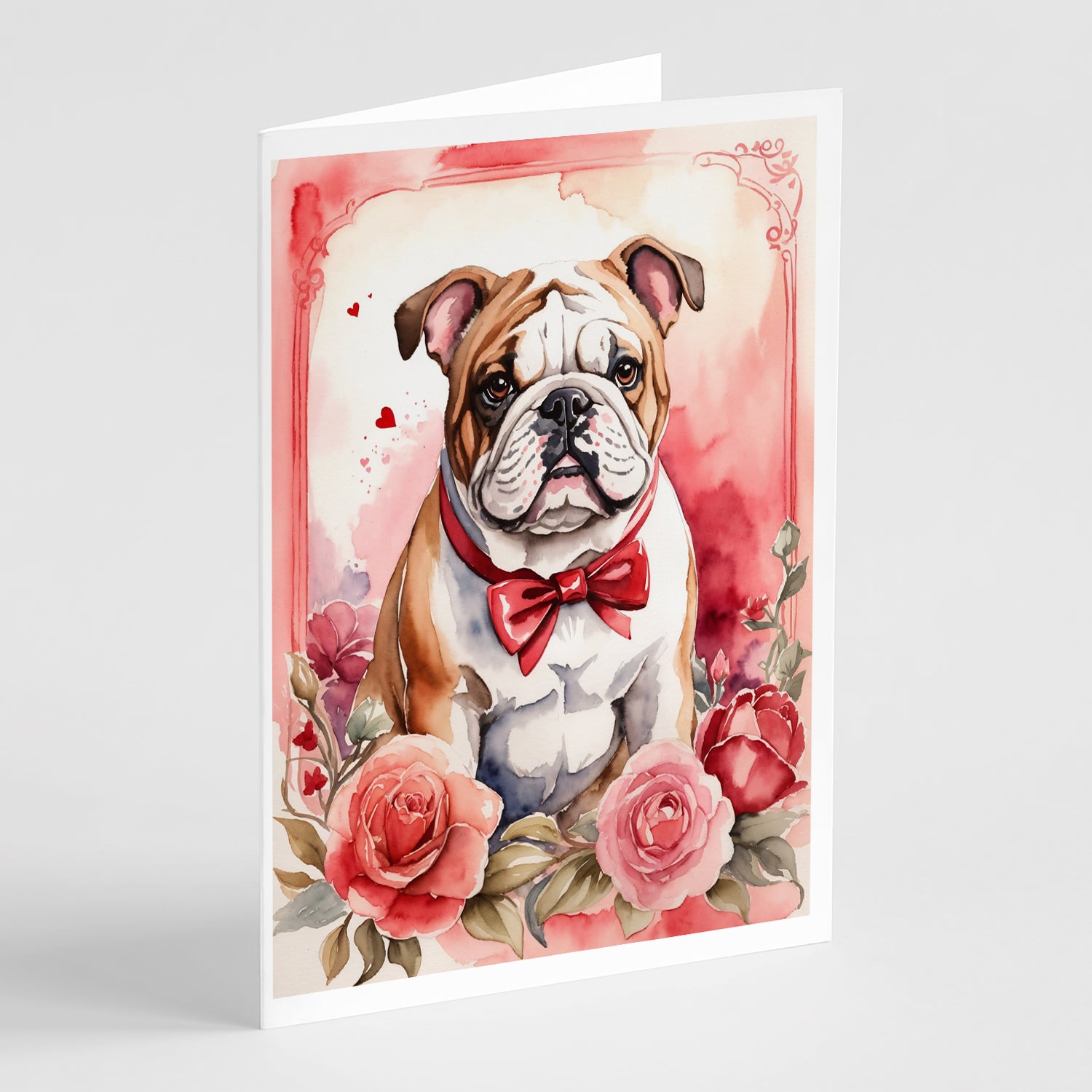 Buy this English Bulldog Valentine Roses Greeting Cards Pack of 8