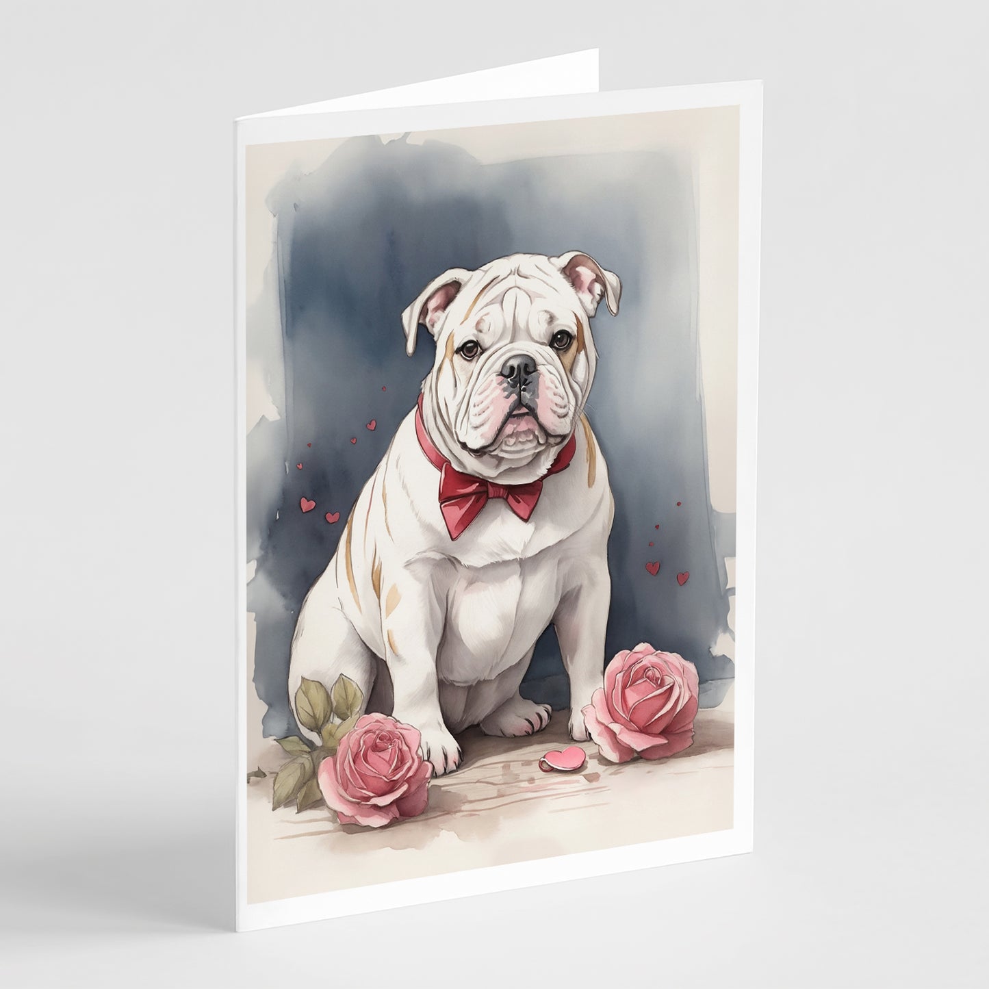 Buy this English Bulldog Valentine Roses Greeting Cards Pack of 8